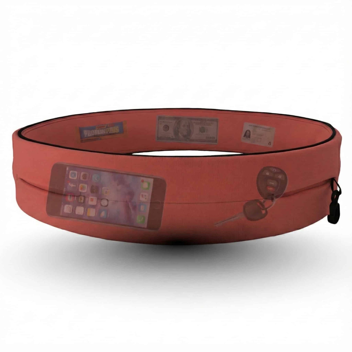 Vitaract bounce-free running belt holding iPhone Pro Max and keys lebanon