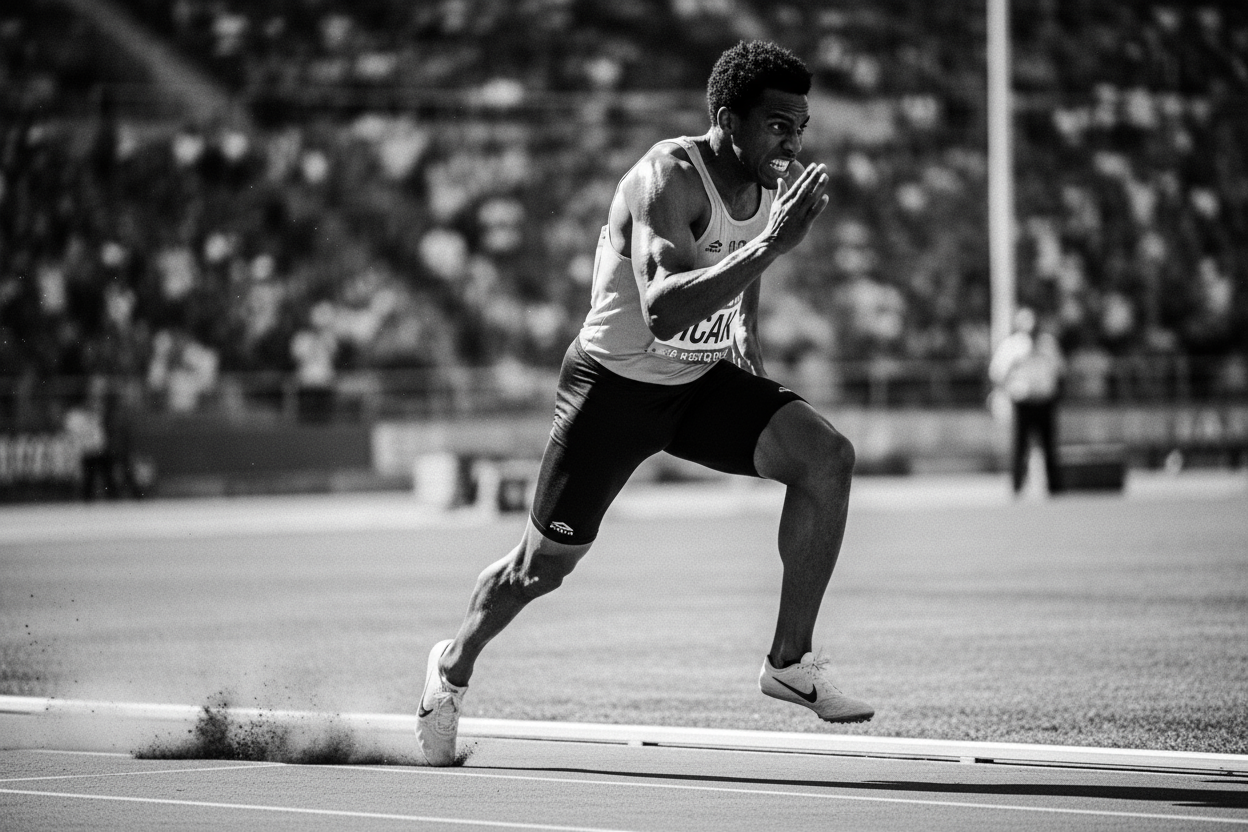 runner in black and white